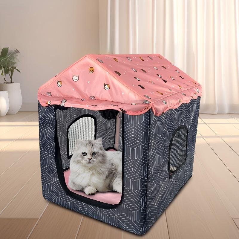 CW026 Peaked-Roof Fabric Pet House | OEM Pet Product Manufacturer
