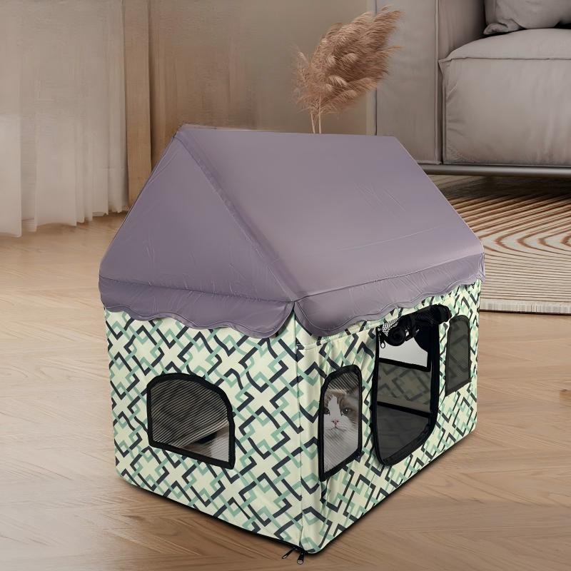 CW027 Peaked-Roof Fabric Pet House | OEM Pet Product Manufacturer