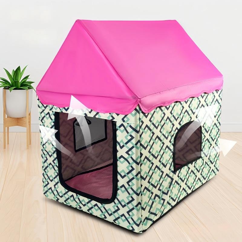 CW025 Peaked-Roof Fabric Pet House | OEM Pet Product Manufacturer
