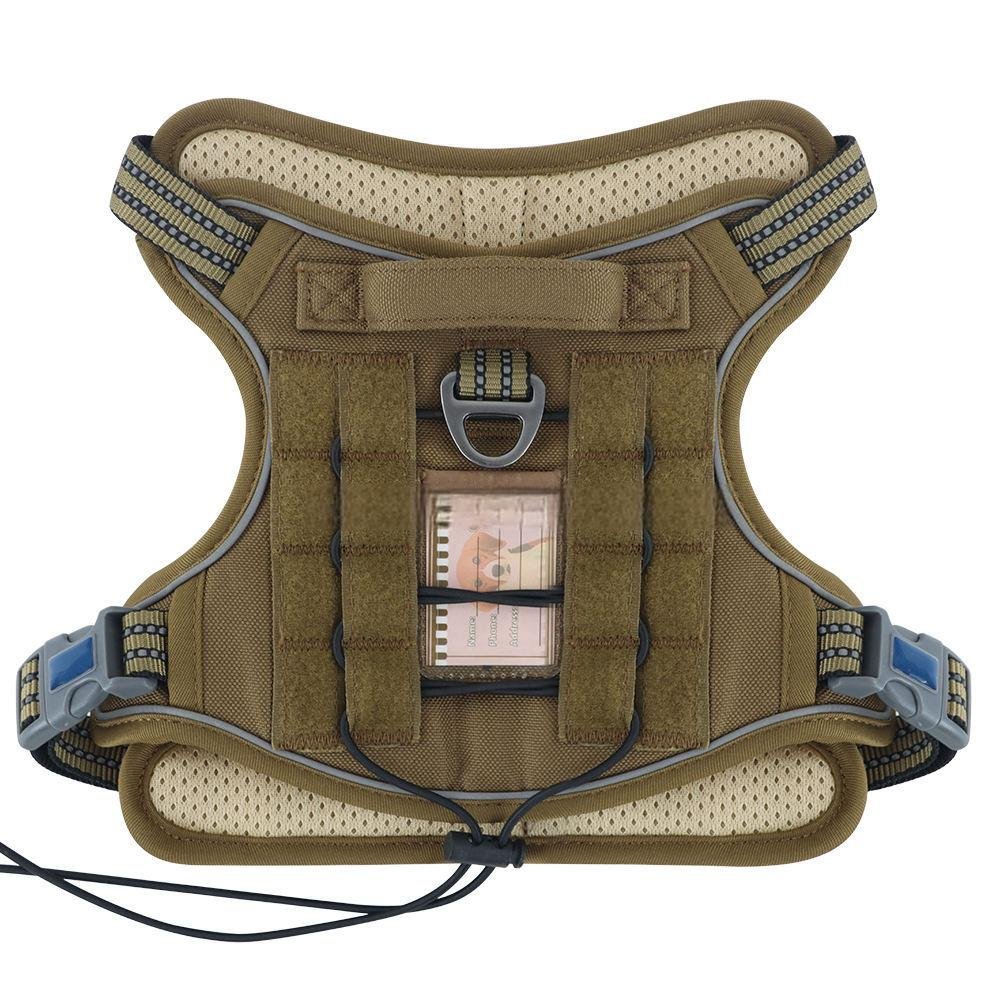 P022 adjustable tactical dog harness with control handle, leash rings and MOLLE-style panels