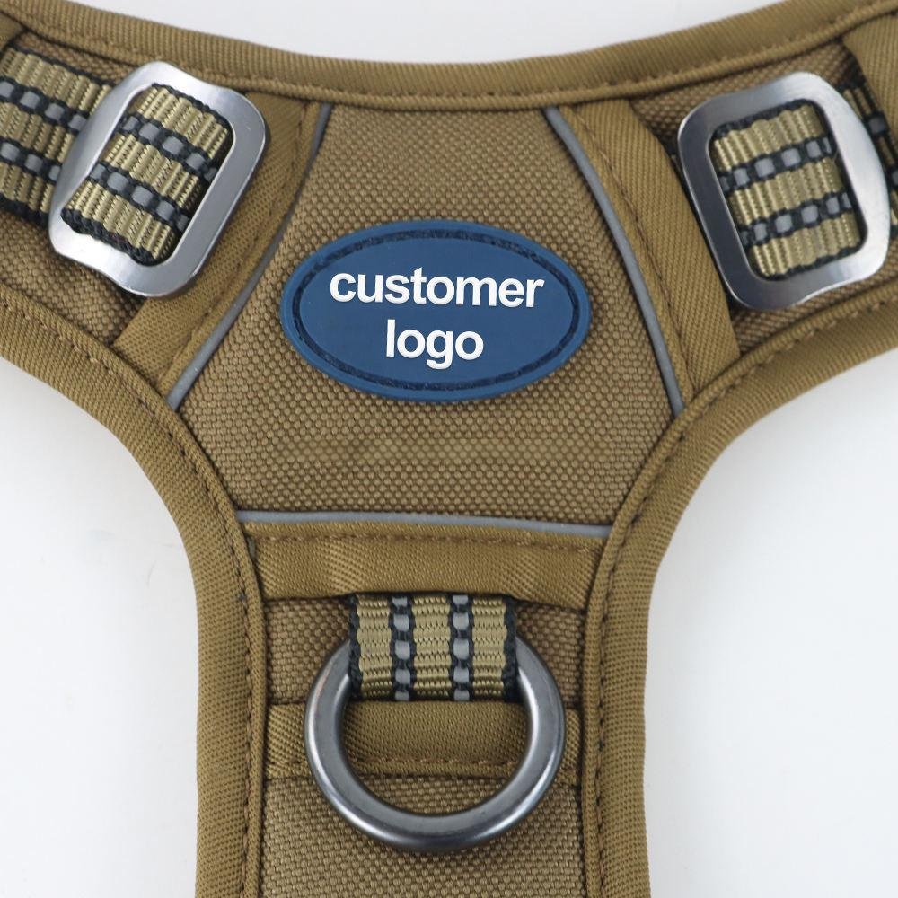 P022 adjustable tactical dog harness with control handle, leash rings and MOLLE-style panels