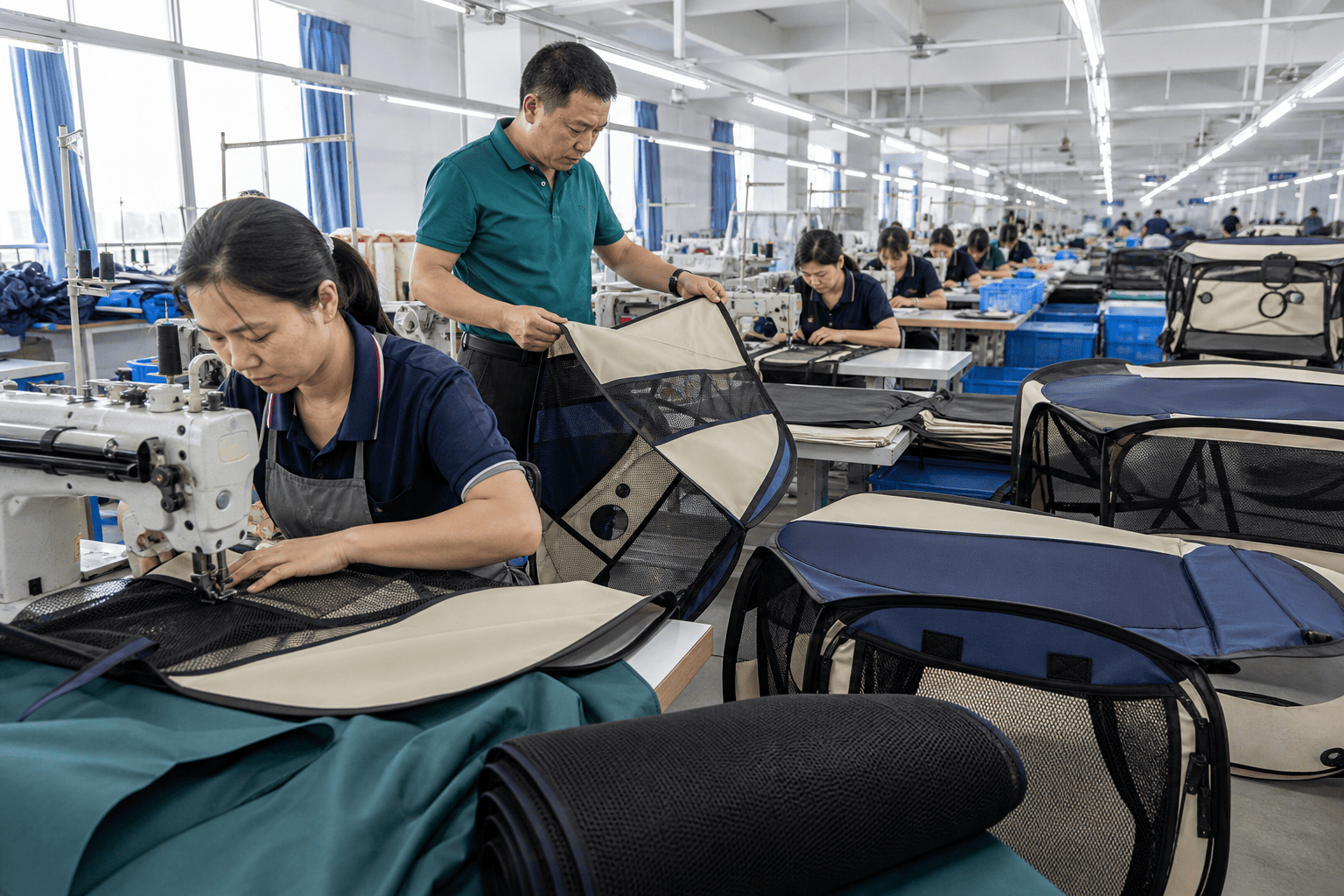 Pet Product OEM Factory Sewing Capability pet playpen OEM factory sewing line China manufacturing