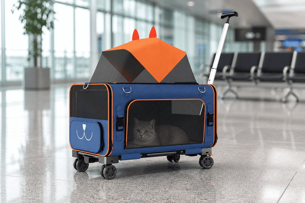 PTB02C Cross-border Oxford Pet Outing Stroller Cat & Dog Carrier with Wheels | OEM Pet Product Manufacturer