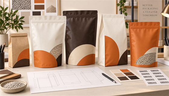 Cat litter packaging options - stand-up pouch, flat-bottom bag and outer carton