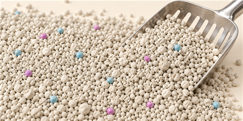 Bentonite cat litter - spherical clumping mineral granules
