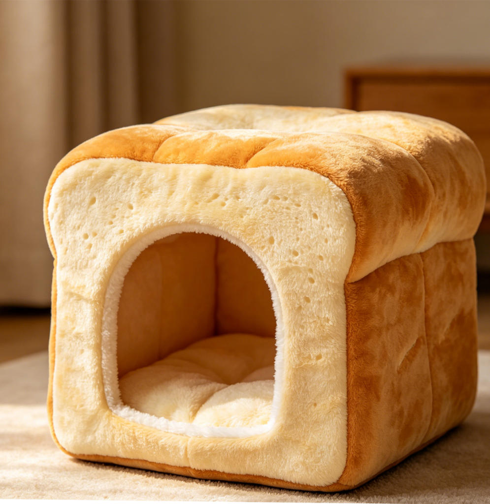 CW080 toast-shaped enclosed cat bed lifestyle view
