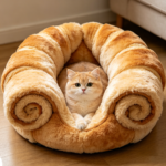 CW081 open cat sofa bed with supported sides and recessed resting area
