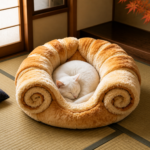 CW081 open cat sofa bed with supported sides and recessed resting area
