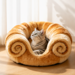 CW081 open cat sofa bed with supported sides and recessed resting area