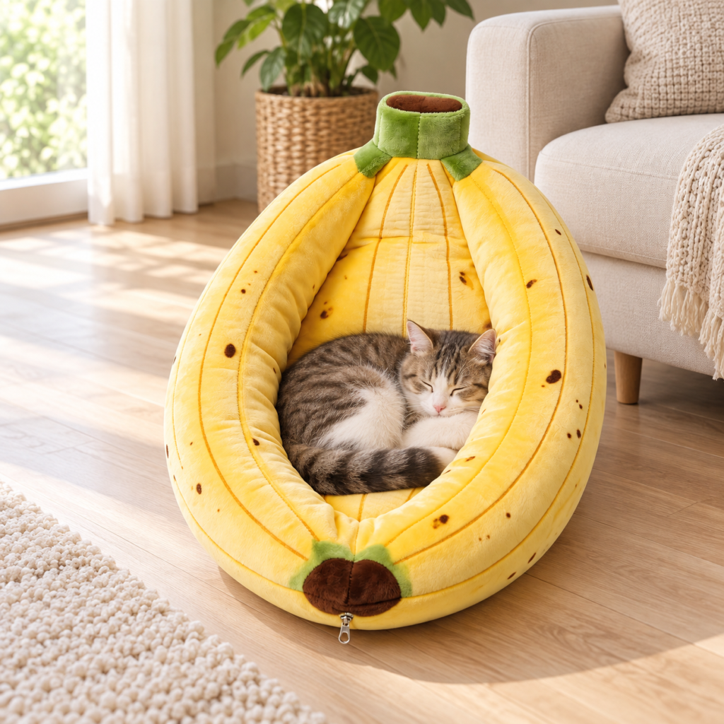 CW086 Banana-Shaped Cat Cave Bed Manufacturer | OEM Pet Products