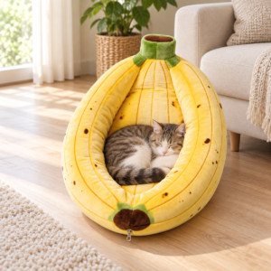 CW086 Banana-Shaped Cat Cave Bed Manufacturer | OEM Pet Products
