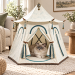 CW088 pagoda-style pet tent in a realistic pet-use scene