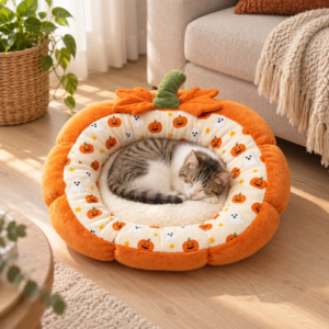 CW090 Pumpkin Round Cat Bed Manufacturer | OEM Pet Product