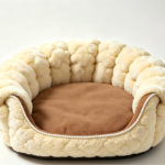 CW093 braided round pet sofa bed in a realistic pet-use scene
