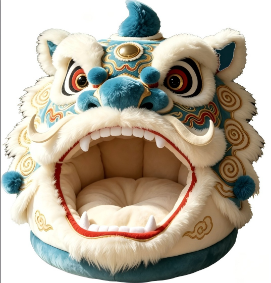 CW102 lion dance cat cave sofa in a realistic pet-use scen