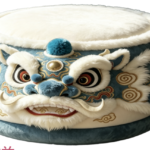 CW103 lion dance round pet bed in a realistic pet-use scene