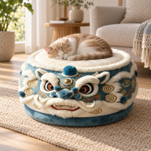CW103 Lion Dance Round Pet Bed Manufacturer | OEM Pet Product