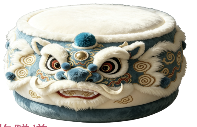 CW103 lion dance round pet bed in a realistic pet-use scene