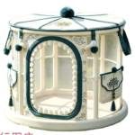 CW104 round collapsible pet playpen in a realistic pet-use scene