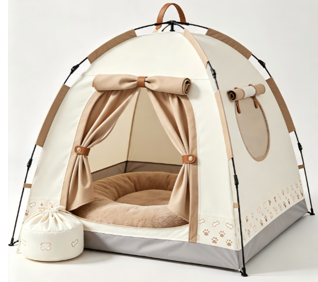 CW108 dome pet tent in a realistic pet-use scene