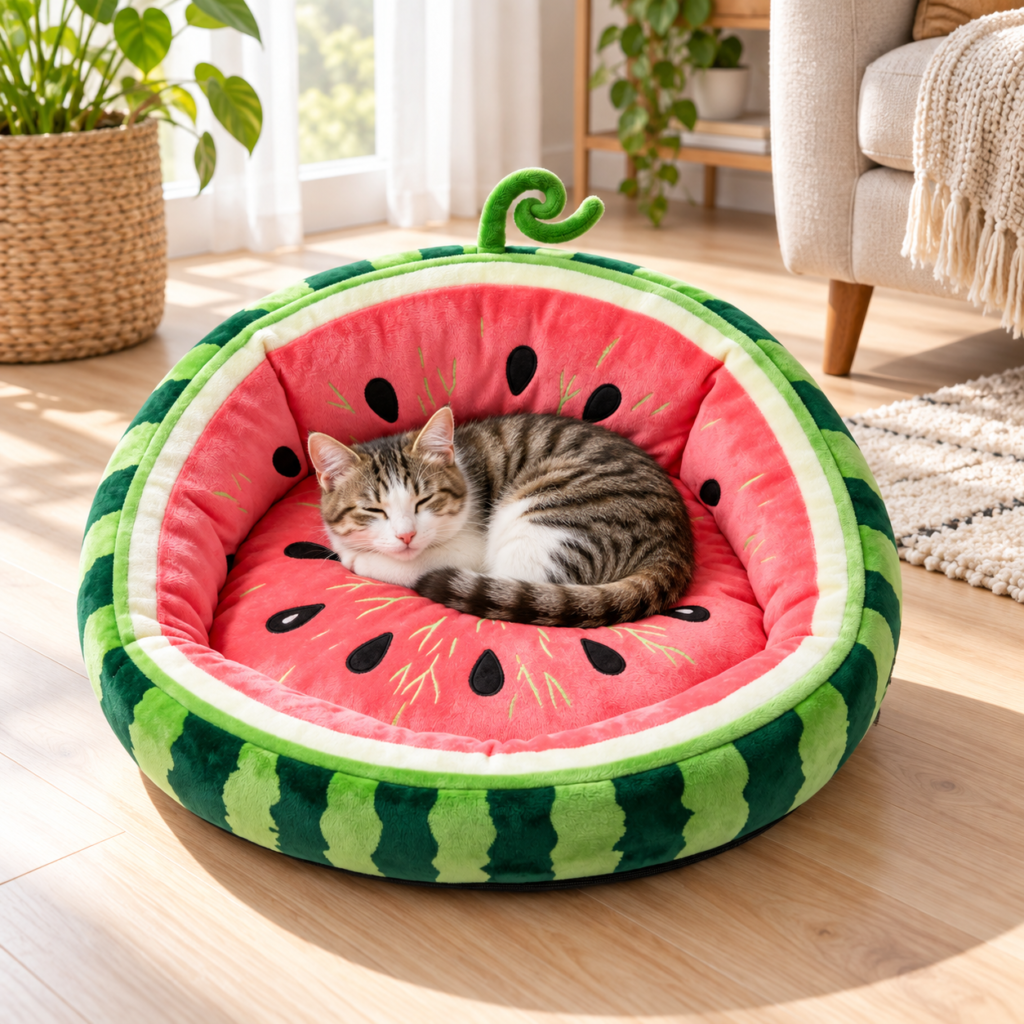 CW114 Watermelon Round Cat Bed Manufacturer | OEM Pet Product